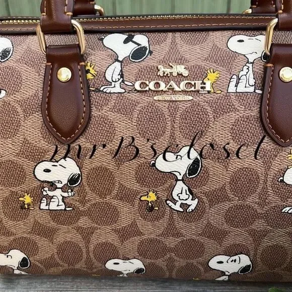Coach X Peanuts Rowan Satchel Bag In Signature Canvas With Snoopy Print - Picture 3 of 7